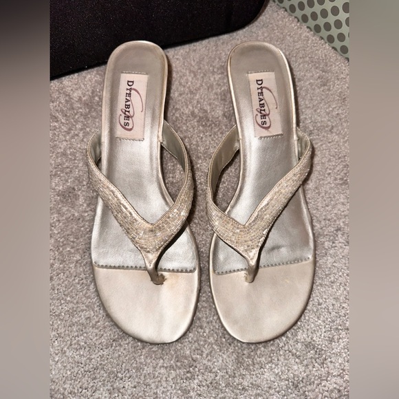 Y2K Satin Beaded Thong Kitten Heel Sandals - Picture 1 of 7
